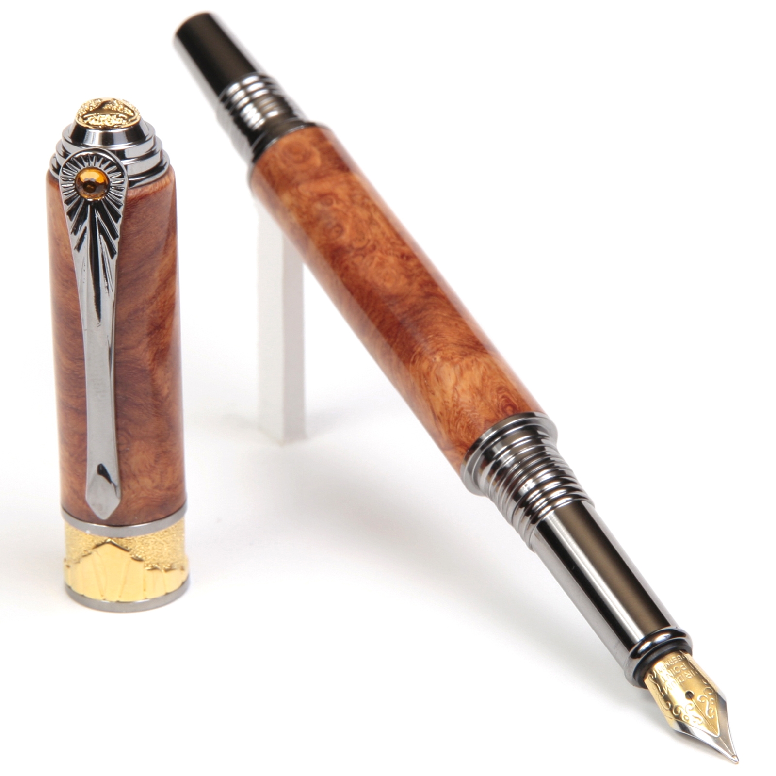 Art Deco Fountain Pen - Amboyna Burl1 Art Deco Fountain Pen - Amboyna Burl - Image 1