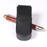 Leather Pen Box Round - Black Double