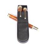 Leather Pen Box Round - Black Double - Image 2