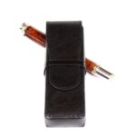 Leather Pen Box - Black Double