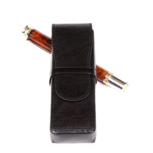 Leather Pen Box - Black Double