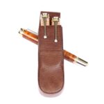 Leather Pen Box Round - Brown Double - Image 2
