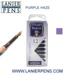 12 Pack - Private Reserve Ink, Universal Fountain Pen Ink Cartridges Clear Case, Purple Haze