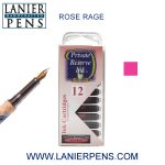 12 Pack - Private Reserve Ink, Universal Fountain Pen Ink Cartridges Clear Case, Rose Rage