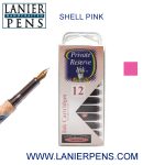12 Pack - Private Reserve Ink, Universal Fountain Pen Ink Cartridges Clear Case, Shell Pink