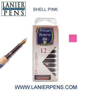 12 Pack - Private Reserve Ink, Universal Fountain Pen Ink Cartridges Clear Case, Shell Pink