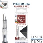 12 Pack - Private Reserve Ink, Universal Fountain Pen Ink Cartridges Clear Case, Vampire Red