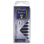 12 Pack - Private Reserve Ink, Universal Fountain Pen Ink Cartridges Clear Case, Invincible Blue - Image 2