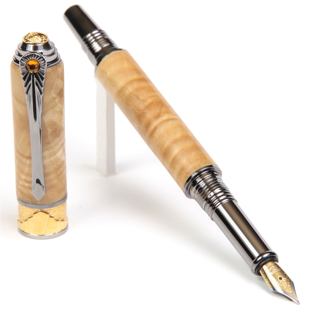 AF6W10-2T.jpg Art Deco Fountain Pen - Box Elder - Image 1