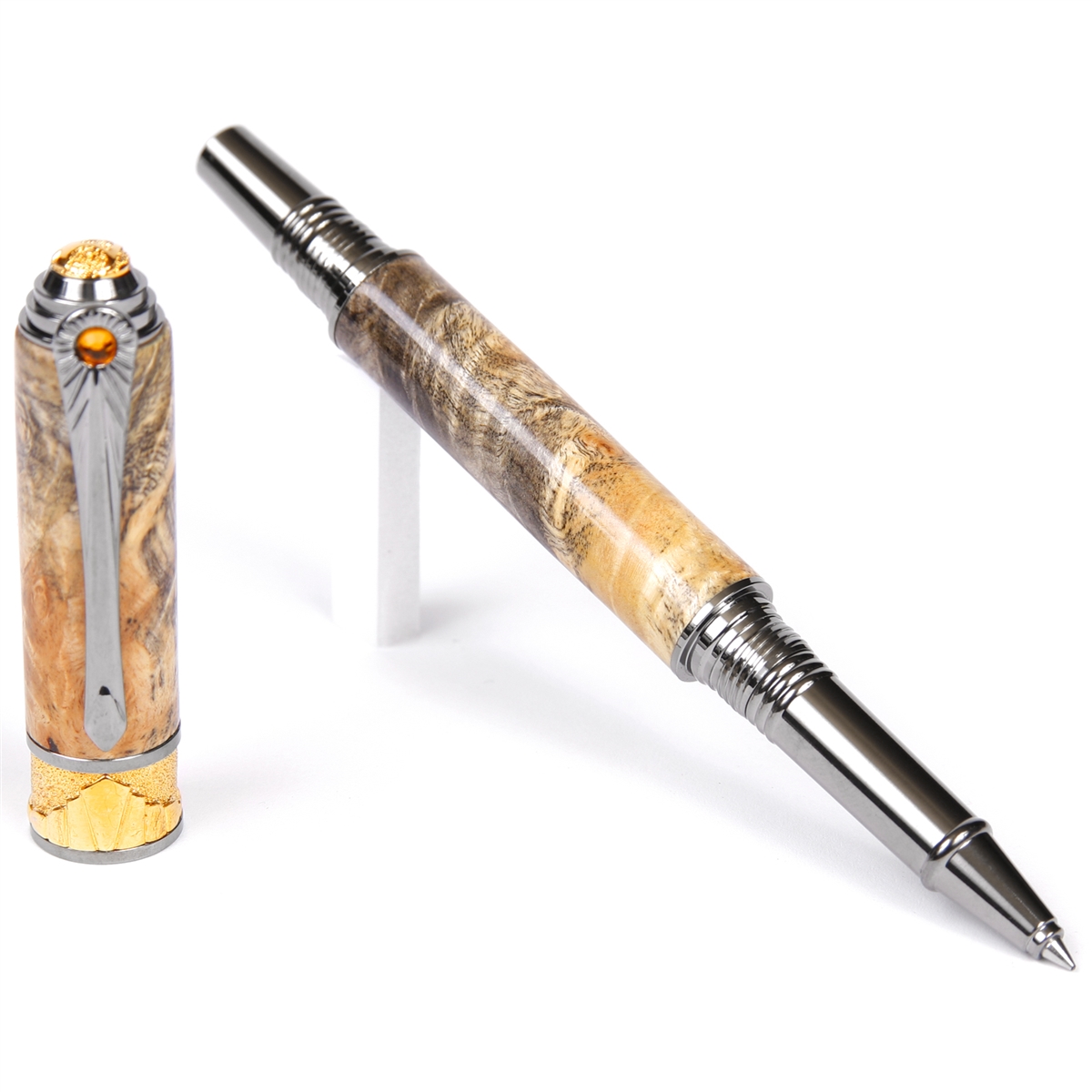 AF6W20-2T.jpg Art Deco Fountain Pen - Buckeye Burl - Image 1