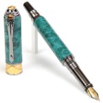 Art Deco Fountain Pen - Turquoise Box Elder