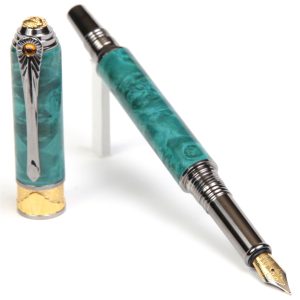 Art Deco Fountain Pen - Turquoise Box Elder