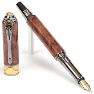 Art Deco Fountain Pen - Thuya Burl