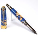 Art Deco Rollerball Pen - Midnight Raven Burl End Cap