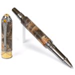 Art Deco Rollerball Pen - Gray and Black Maple Burl