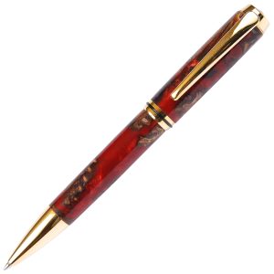 Baron Ball Point Pen - Red and Silver Pine Cone