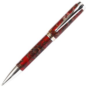 Baron Ball Point Pen - Red and Silver Pine Cone