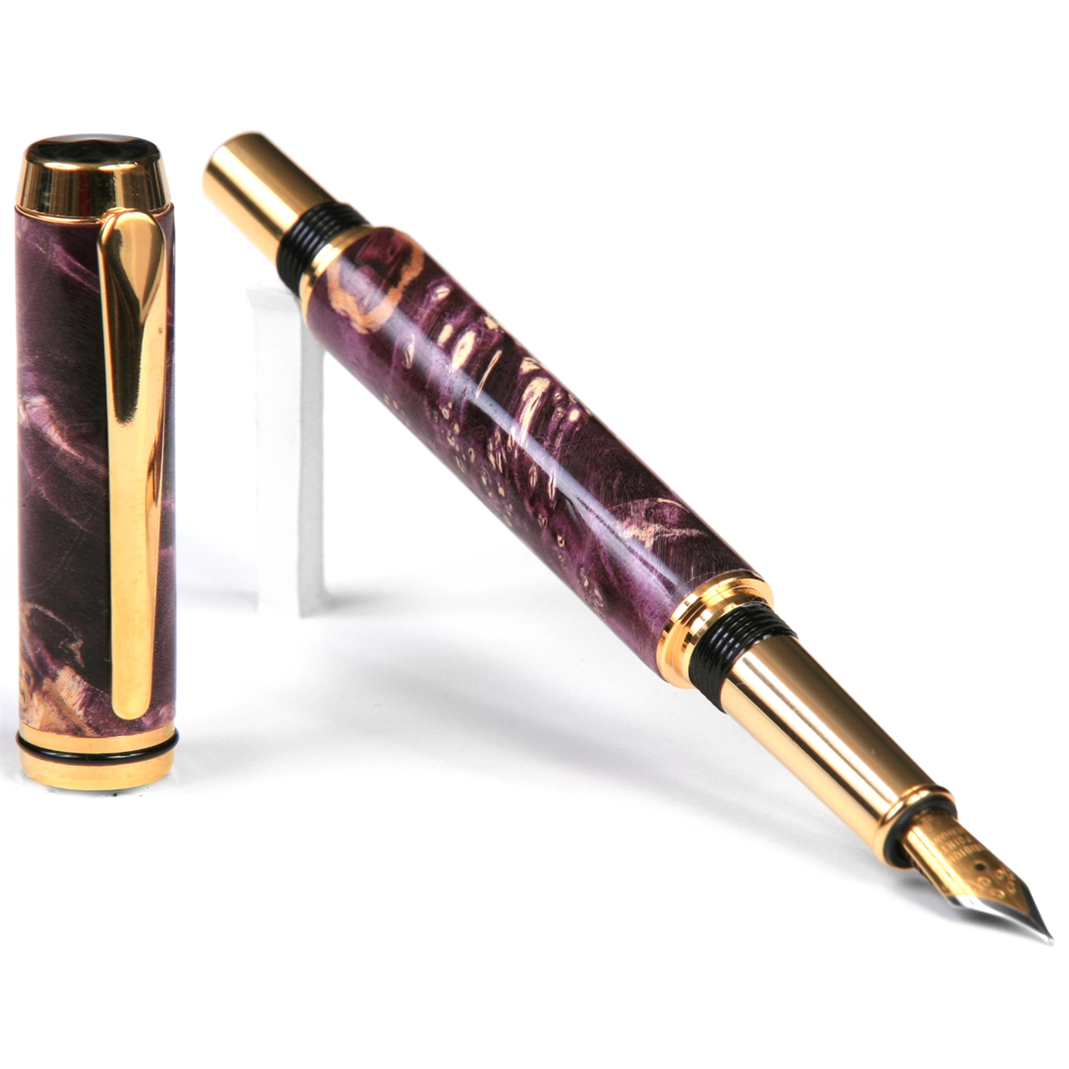 BF4W14-2T.jpg Baron Fountain Pen - Purple Box Elder - Image 1
