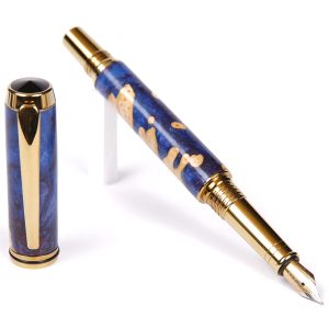 Baron Fountain Pen - Midnight Raven Burl End Cap