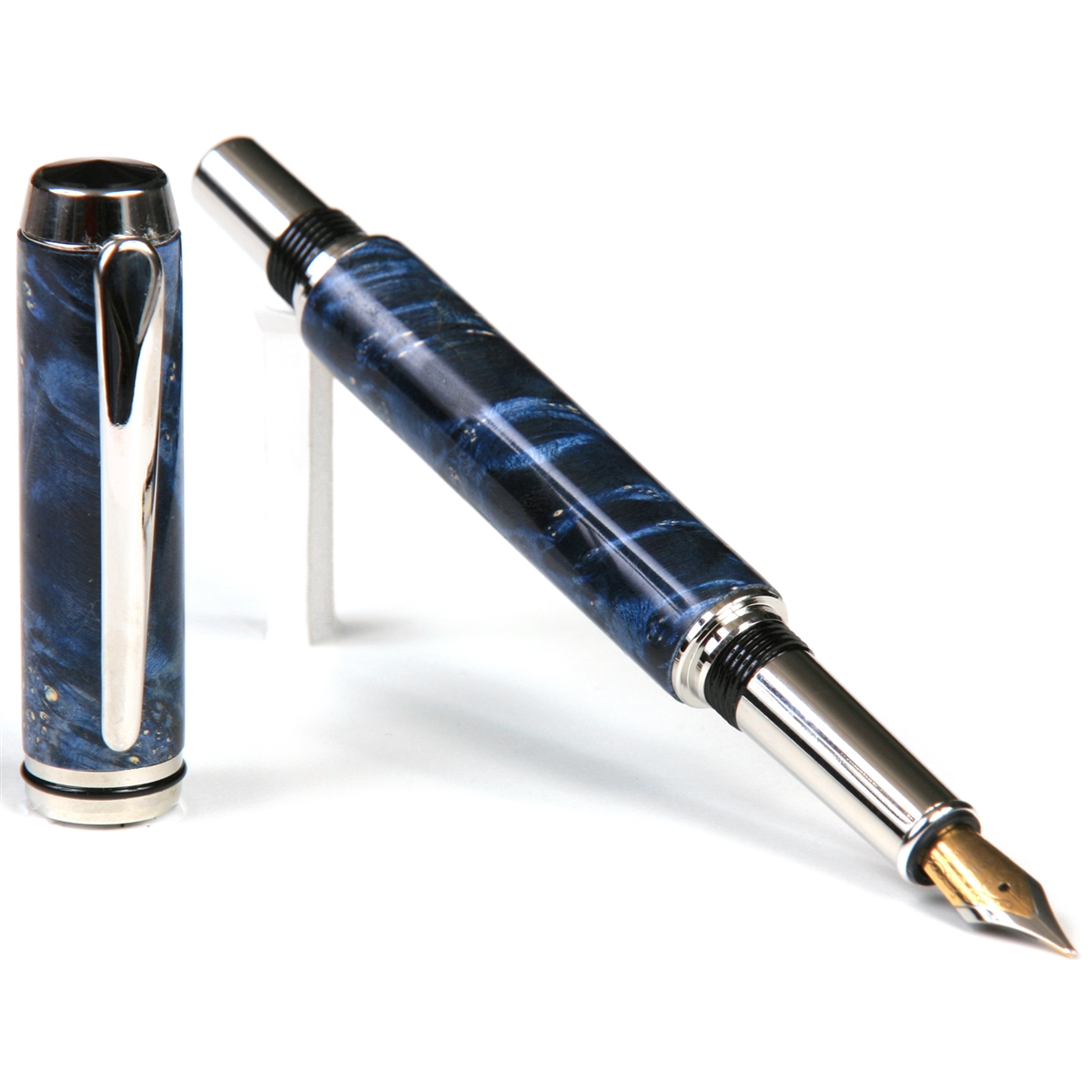 BF5W11-2T.jpg Baron Fountain Pen - Blue Box Elder - Image 1