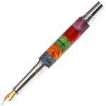 Baron Fountain Pen - Box Elder Stripes Blue, Yellow, Green, Red & Purple - Image 2