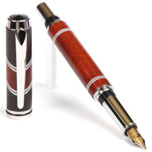 Baron Fountain Pen - Ebony & Bloodwood with Inlays