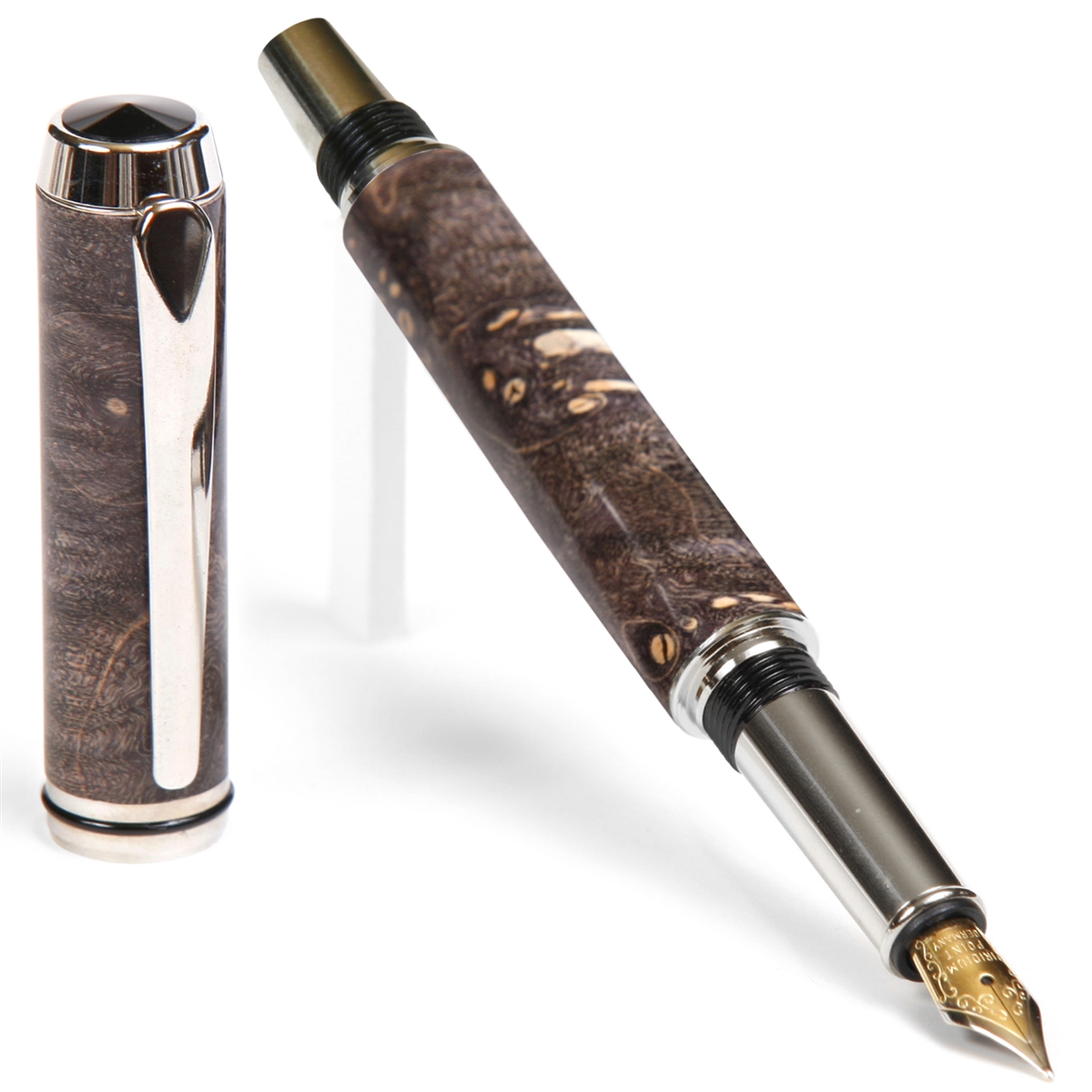 BF5W73-2T.jpg Baron Fountain Pen - Gray & Black Maple Burl - Image 1