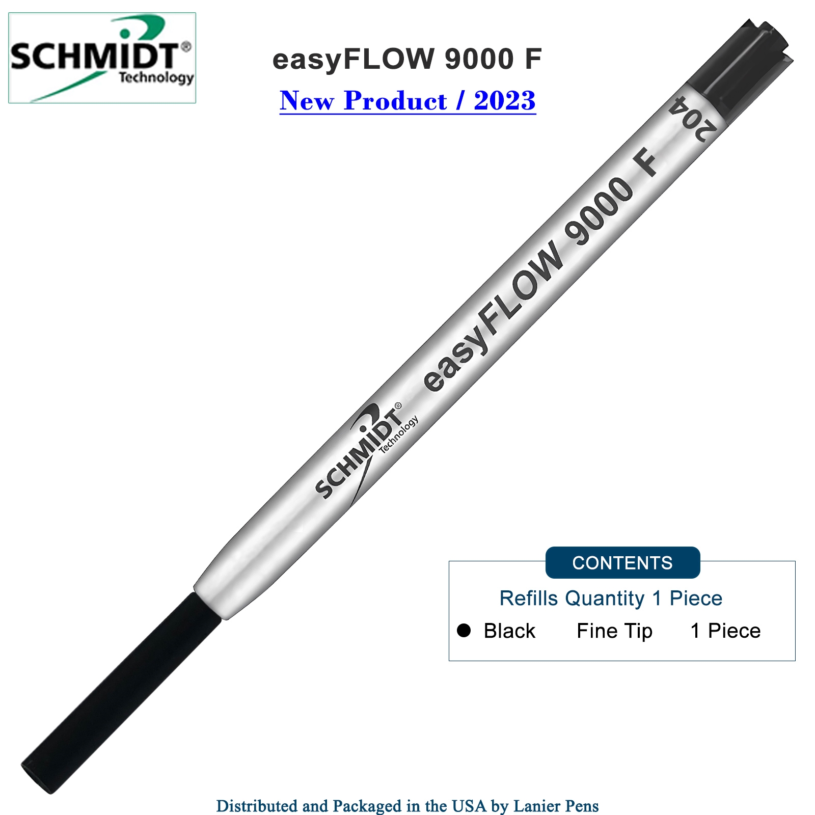 Schmidt easyFLOW9000 Refill Black Ink Fine Tip Imprinted Schmidt easyFLOW9000 Ballpoint Refill- Black Ink, Fine Tip 0.8mm - Image 1