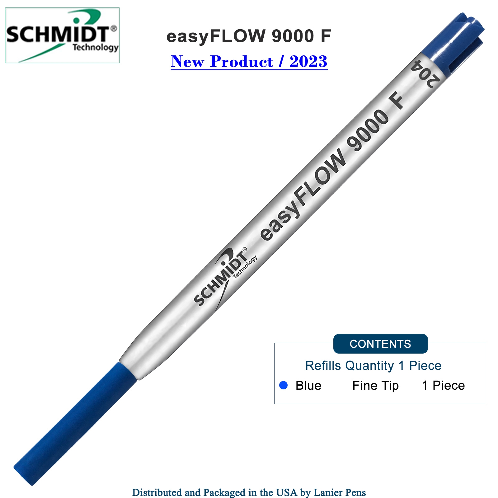 Schmidt easyFLOW9000 Refill Blue Ink Fine Tip Imprinted Schmidt easyFLOW9000 Ballpoint Refill- Blue Ink, Fine Tip 0.8mm - Image 1