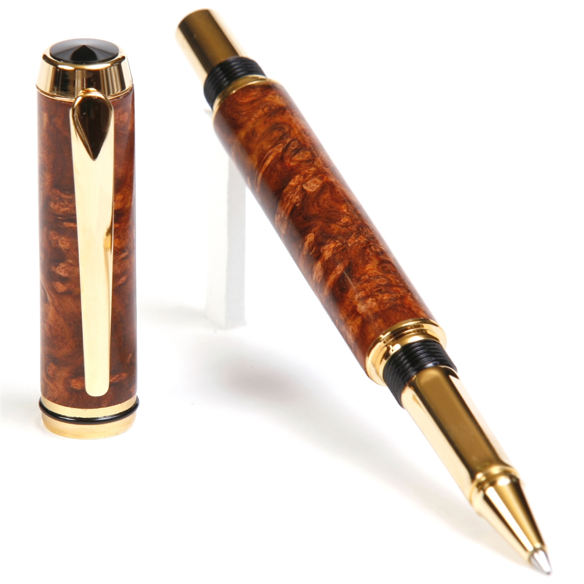BR4W03-2T.jpg Baron Rollerball Pen - Amboyna Burl - Image 1