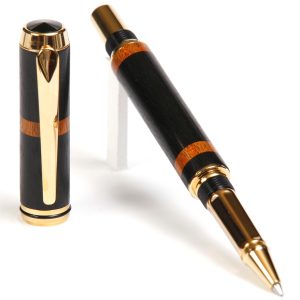 Baron Rollerball Pen - Ebony with Pernambuco Inlays