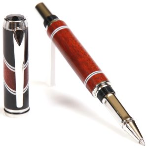 Baron Rollerball Pen - Ebony & Bloodwood with Inlays