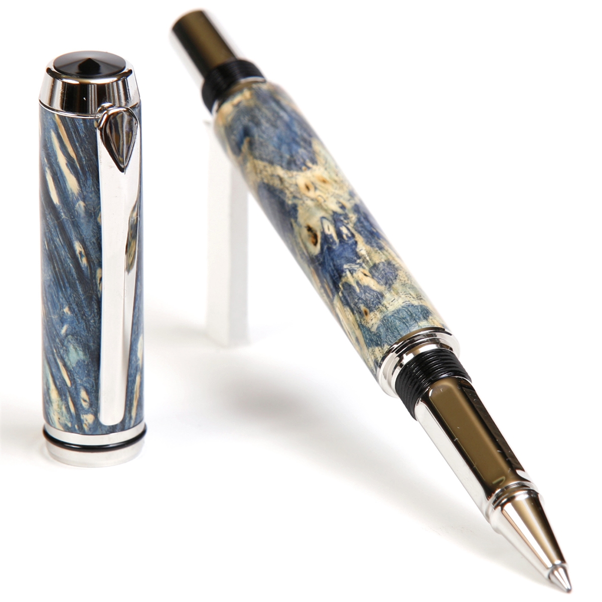 BR5W44-2T.jpg Baron Rollerball Pen - Blue Maple Burl - Image 1