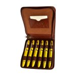 Aston Leather Pen Case Zippered Collectors - 6 Pen Holder Brown Case - Image 3