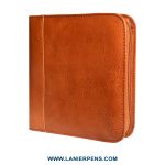 Aston Leather Pen Case Zippered Collectors - 6 Pen Holder Tan Case - Image 2