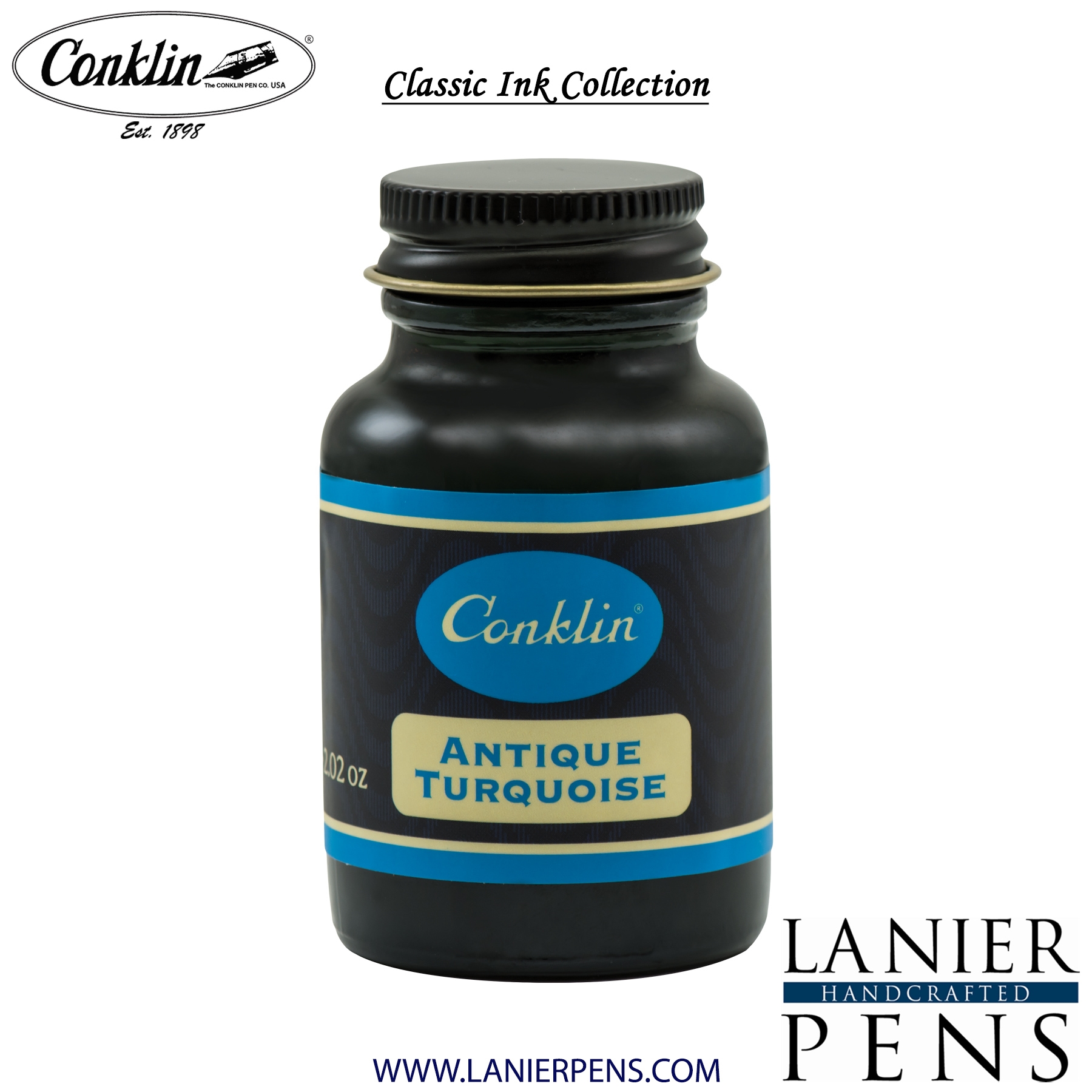 CK70060-2T.jpg Conklin 60ml Ink Bottle - Antique Turquoise - Image 1