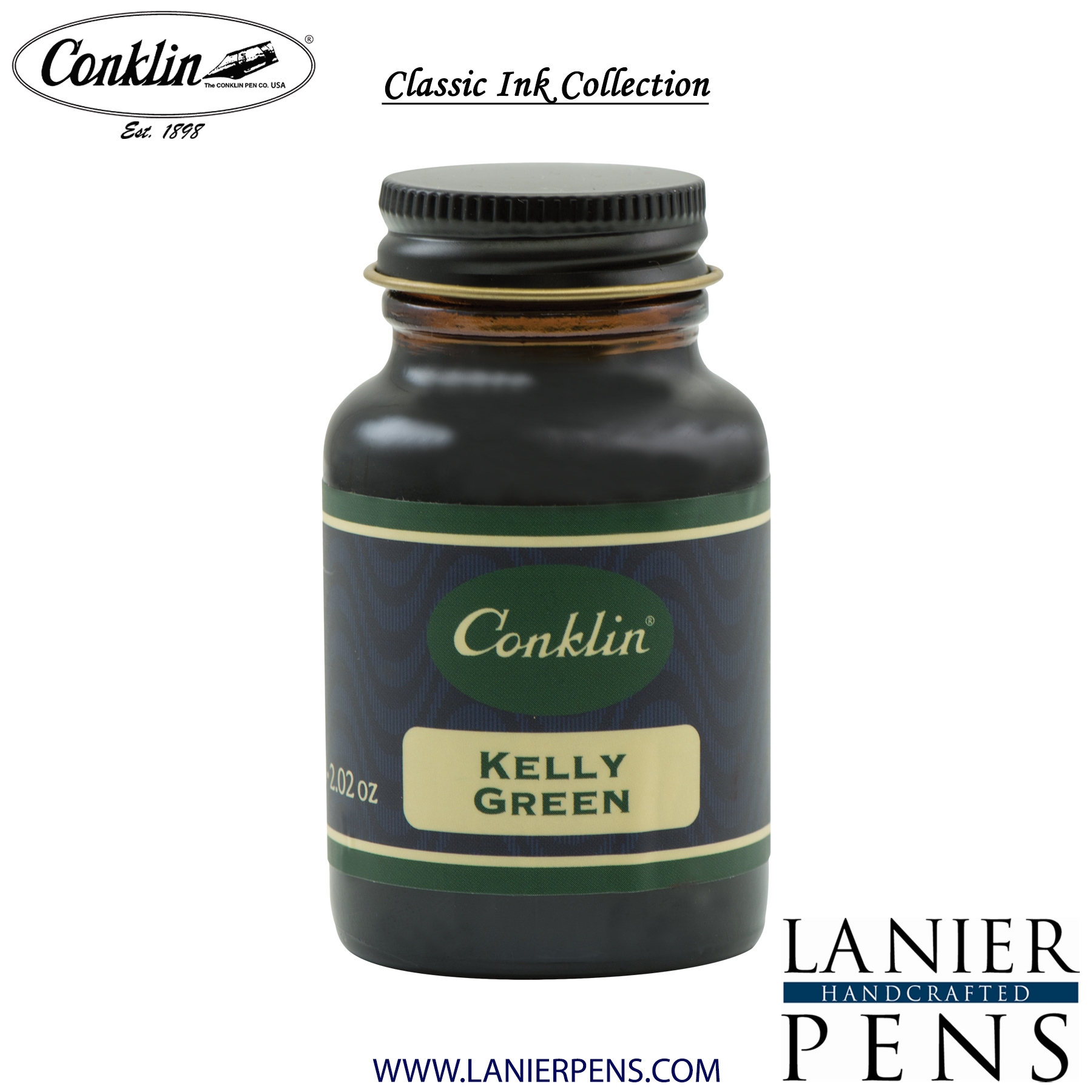 CK70067-2T.jpg Conklin 60ml Ink Bottle - Kelly Green - Image 1